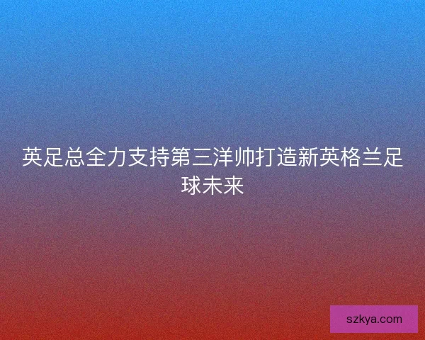 英足总全力支持第三洋帅打造新英格兰足球未来