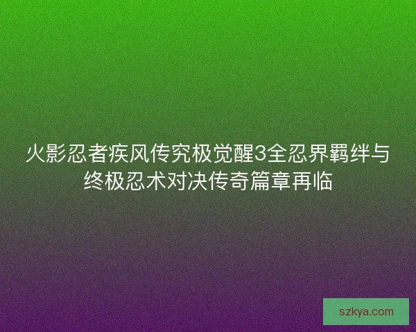 火影忍者疾风传究极觉醒3全忍界羁绊与终极忍术对决传奇篇章再临 火影忍者疾风传究极觉醒3全忍界羁绊与终极忍术对决传奇篇章再临