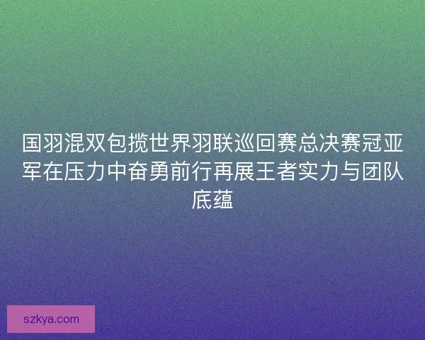 国羽混双包揽世界羽联巡回赛总决赛冠亚军在压力中奋勇前行再展王者实力与团队底蕴