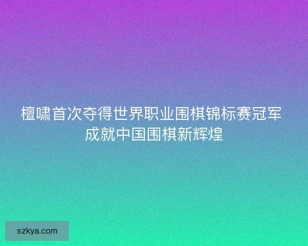 檀啸首次夺得世界职业围棋锦标赛冠军 成就中国围棋新辉煌